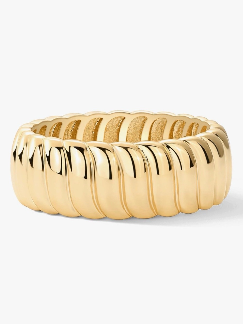 Gold Plated Textured Wave Ring - Women Jewelry